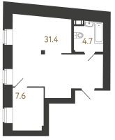 2 ккв (Евро) № 87 Корп.: 3 , Секция 1  в ЖК Типография
