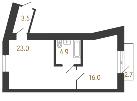 2 ккв (Евро) № 140 Корп.: 4 , Секция 1  в ЖК Типография