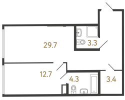 2 ккв (Евро) № 161 Корп.: 6 , Секция 1  в ЖК Типография