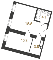 2 ккв (Евро) № 123 Корп.: 4 , Секция 1  в ЖК Типография