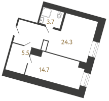 2 ккв (Евро) № 117 Корп.: 4 , Секция 1  в ЖК Типография