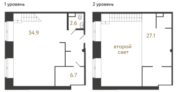 2 ккв (Евро) № 49 Корп.: 2 , Секция 2  в ЖК Типография