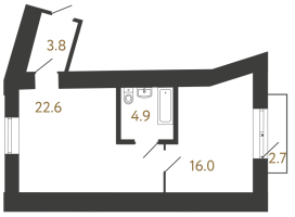 2 ккв (Евро) № 129 Корп.: 4 , Секция 1  в ЖК Типография