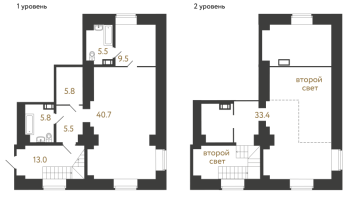 2 ккв № 30 Корп.: 2 , Секция 2  в ЖК Типография