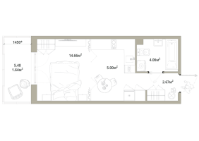 Студия № 123 Корп.: 3.2-2 , Секция 2  в ЖК Тишин