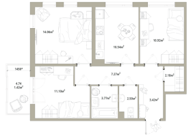 3 ккв № 173 Корп.: 3.2-3 , Секция 2  в ЖК Тишин
