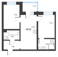 2 ккв № 293 Корп.: 3.4-1 , Секция 3  в ЖК Тишин