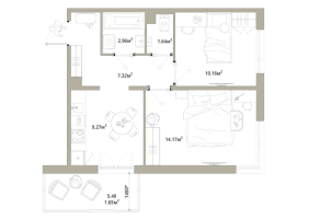 2 ккв № 263 Корп.: 3.2-1 , Секция 3  в ЖК Тишин