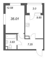 1 ккв № 249 Корп.: 3.6-2 , Секция 5  в ЖК Тишин