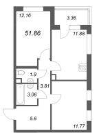 2 ккв № 211 Корп.: 3.6-1 , Секция 3  в ЖК Тишин
