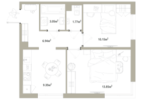 2 ккв № 183 Корп.: 3.2-1 , Секция 3  в ЖК Тишин