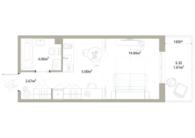 Студия № 83 Корп.: 3.2-3 , Секция 1  в ЖК Тишин