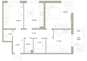3 ккв № 111 Корп.: 3.2-3 , Секция 2  в ЖК Тишин