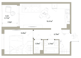 2 ккв (Евро) № 266 Корп.: 3.2-1 , Секция 3  в ЖК Тишин