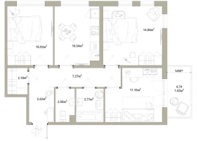 3 ккв № 167 Корп.: 3.2-3 , Секция 2  в ЖК Тишин
