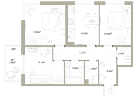3 ккв № 117 Корп.: 3.2-3 , Секция 2  в ЖК Тишин