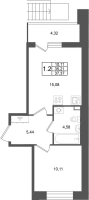 2 ккв (Евро) № 301 Корп.: 2 , Секция 3  в ЖК Титул в Московском