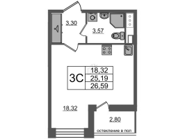 Студия № 1588 Корп.: 1.1 , Секция 4.6  в ЖК Титул в Московском