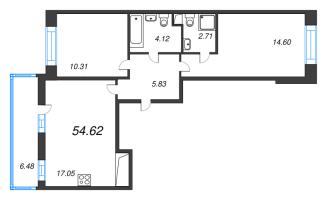 3 ккв (Евро) № 43 Корп.: 1.2 , Секция 2  в ЖК Титул в Московском