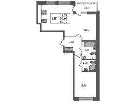 2 ккв (Евро) № 818 Корп.: 1.1 , Секция 3.1  в ЖК Титул в Московском