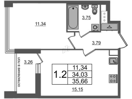 2 ккв (Евро) № 450 Корп.: 1.1 , Секция 2.3  в ЖК Титул в Московском