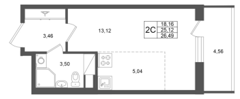 Студия № 266 Корп.: 2 , Секция 2  в ЖК Титул в Московском