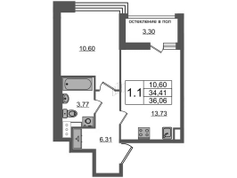 2 ккв (Евро) № 1162 Корп.: 1.1 , Секция 3.4  в ЖК Титул в Московском