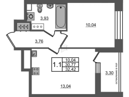 1 ккв № 116 Корп.: 1.2 , Секция 3  в ЖК Титул в Московском