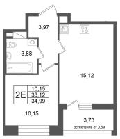 2 ккв (Евро) № 21 Корп.: 2 , Секция 1  в ЖК Титул в Московском