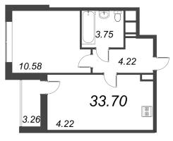 2 ккв (Евро) № 968 Корп.: 1.1 , Секция 3.2  в ЖК Титул в Московском