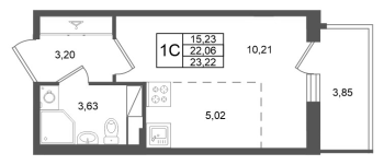 Студия № 372 Корп.: 2 , Секция 3  в ЖК Титул в Московском