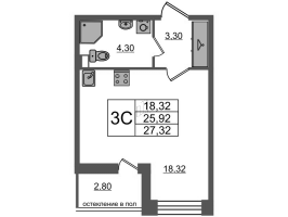 Студия № 1560 Корп.: 1.1 , Секция 4.6  в ЖК Титул в Московском