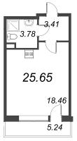 Студия № 247 Корп.: 1.1 , Секция 2.1  в ЖК Титул в Московском