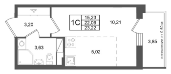 3 ккв (Евро) № 345 Корп.: 2 , Секция 3  в ЖК Титул в Московском