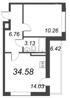 1 ккв № 244 Корп.: 1.1 , Секция 2.1  в ЖК Титул в Московском