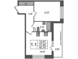 1 ккв № 1251 Корп.: 1.1 , Секция 4.1  в ЖК Титул в Московском