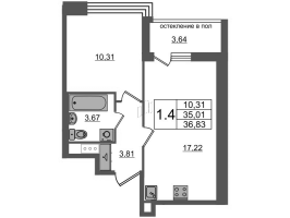 2 ккв (Евро) № 1167 Корп.: 1.1 , Секция 3.4  в ЖК Титул в Московском