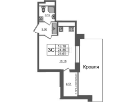 Студия № 552 Корп.: 1.1 , Секция 2.4  в ЖК Титул в Московском