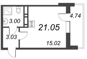 Студия № 288 Корп.: 1.1 , Секция 2.1  в ЖК Титул в Московском