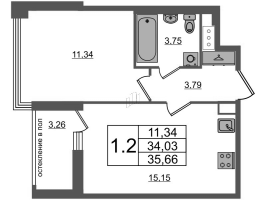 2 ккв (Евро) № 449 Корп.: 1.1 , Секция 2.3  в ЖК Титул в Московском