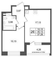 2 ккв (Евро) № 32 Корп.: 2 , Секция 1  в ЖК Титул в Московском
