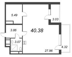 Студия № 69 Корп.: 1.1 , Секция 1.1  в ЖК Титул в Московском