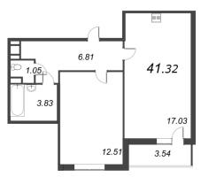 2 ккв (Евро) № 1147 Корп.: 1.1 , Секция 3.3  в ЖК Титул в Московском