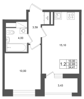 2 ккв (Евро) № 196 Корп.: 2 , Секция 2  в ЖК Титул в Московском