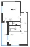 2 ккв (Евро) № 42 Корп.: 1.2 , Секция 2  в ЖК Титул в Московском