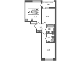 3 ккв (Евро) № 383 Корп.: 1.1 , Секция 2.3  в ЖК Титул в Московском