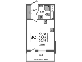Студия № 180 Корп.: 1.1 , Секция 1.3  в ЖК Титул в Московском