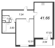 2 ккв (Евро) № 1069 Корп.: 1.1 , Секция 3.3  в ЖК Титул в Московском