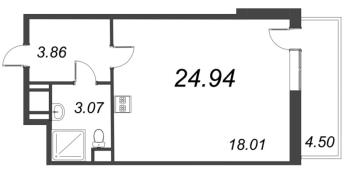 Студия № 45 Корп.: 1.1 , Секция 1.1  в ЖК Титул в Московском