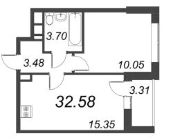 2 ккв (Евро) № 268 Корп.: 1.1 , Секция 2.1  в ЖК Титул в Московском